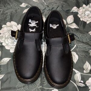 Dr. Martens Black Leather Mary Jane Loafers with Buckle